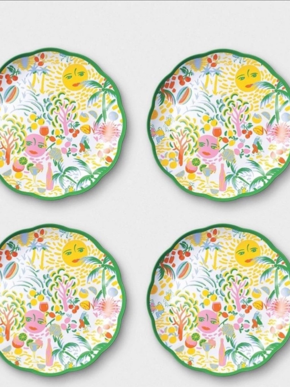Roller Rabbit x Target 4pc Set 11in Yellow Green Vacation Melamine Dinner Plates
